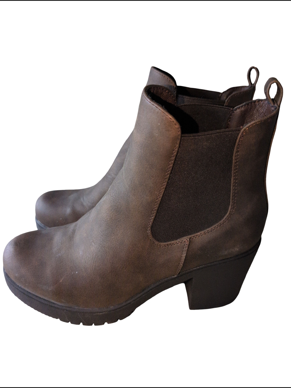 Dream Pairs Dark Brown Chelsea Block Heel Booties